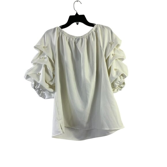 Roz & Ali Women's Ruffled Pearl Blouse - Picture 2 of 7
